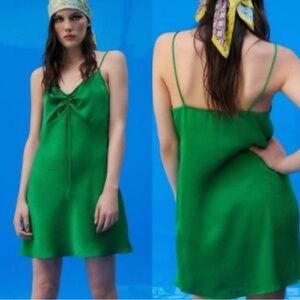 Zara Green Satin Mini Dress